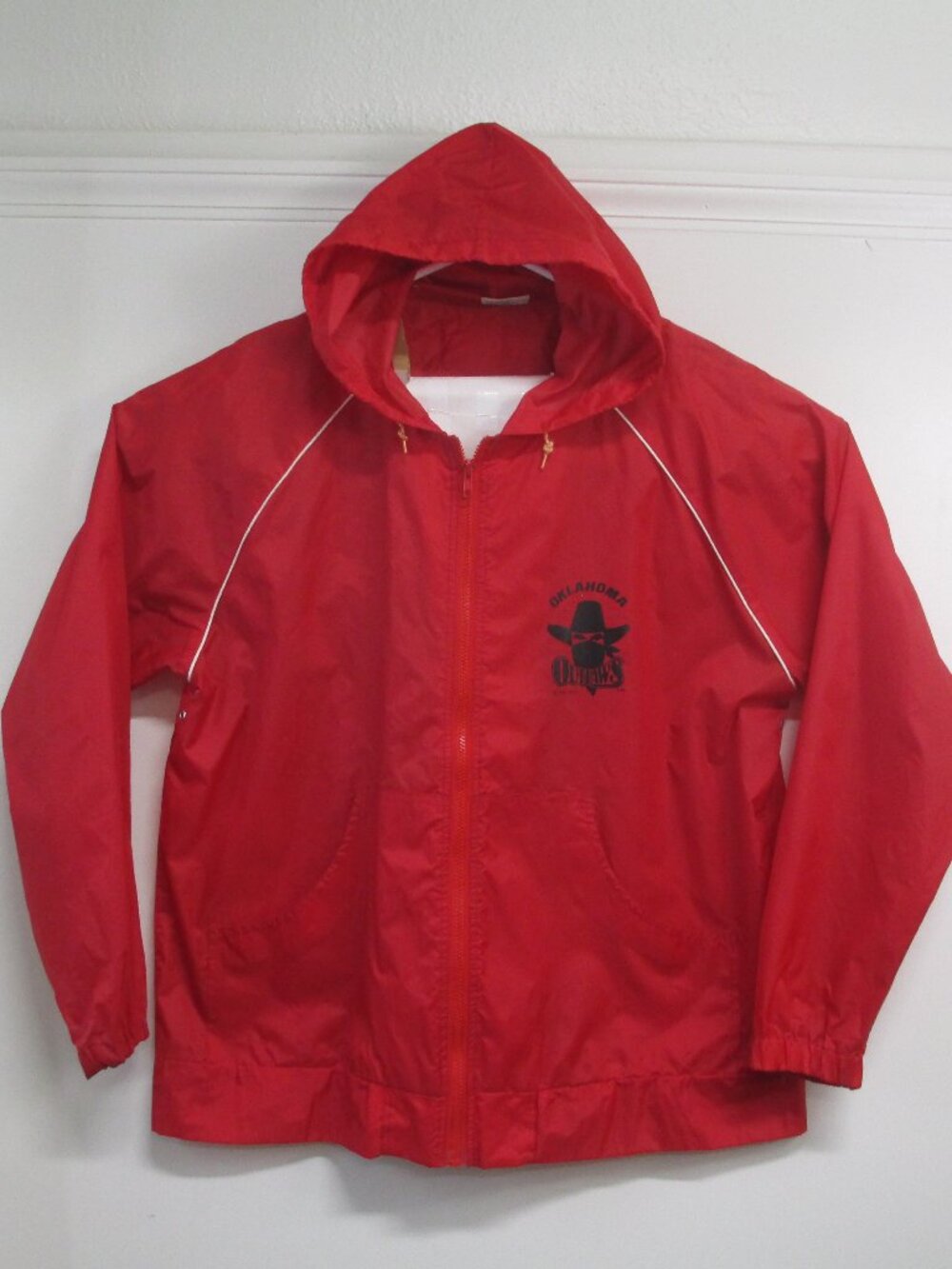 Oklahoma Outlaws Red Windbreaker Jacket USFL Mens XXL Hooded Football Vintage 83
